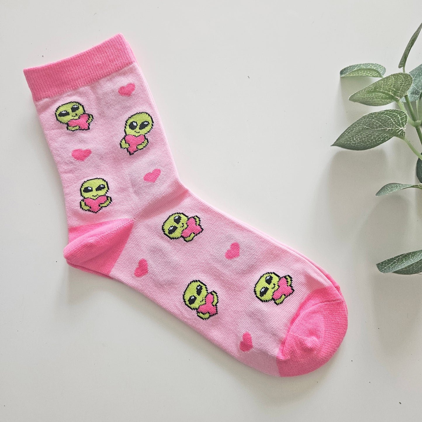 Cute aliens pink hearts socks | Build your own gift box for her