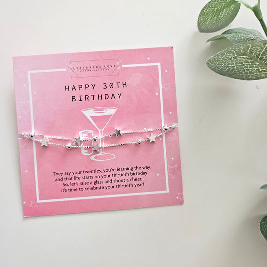 30TH BIRTHDAY SILVER PLATED BRACELET | BIRTHDAY PAMPER BOX