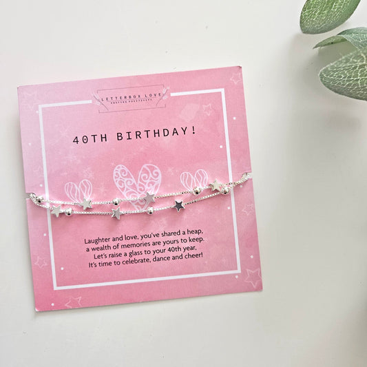 40TH BIRTHDAY SILVER PLATED BRACELET | 40th Birthday hamper