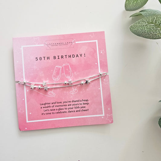 50th birthday silver plated bracelet gift ideas for mum