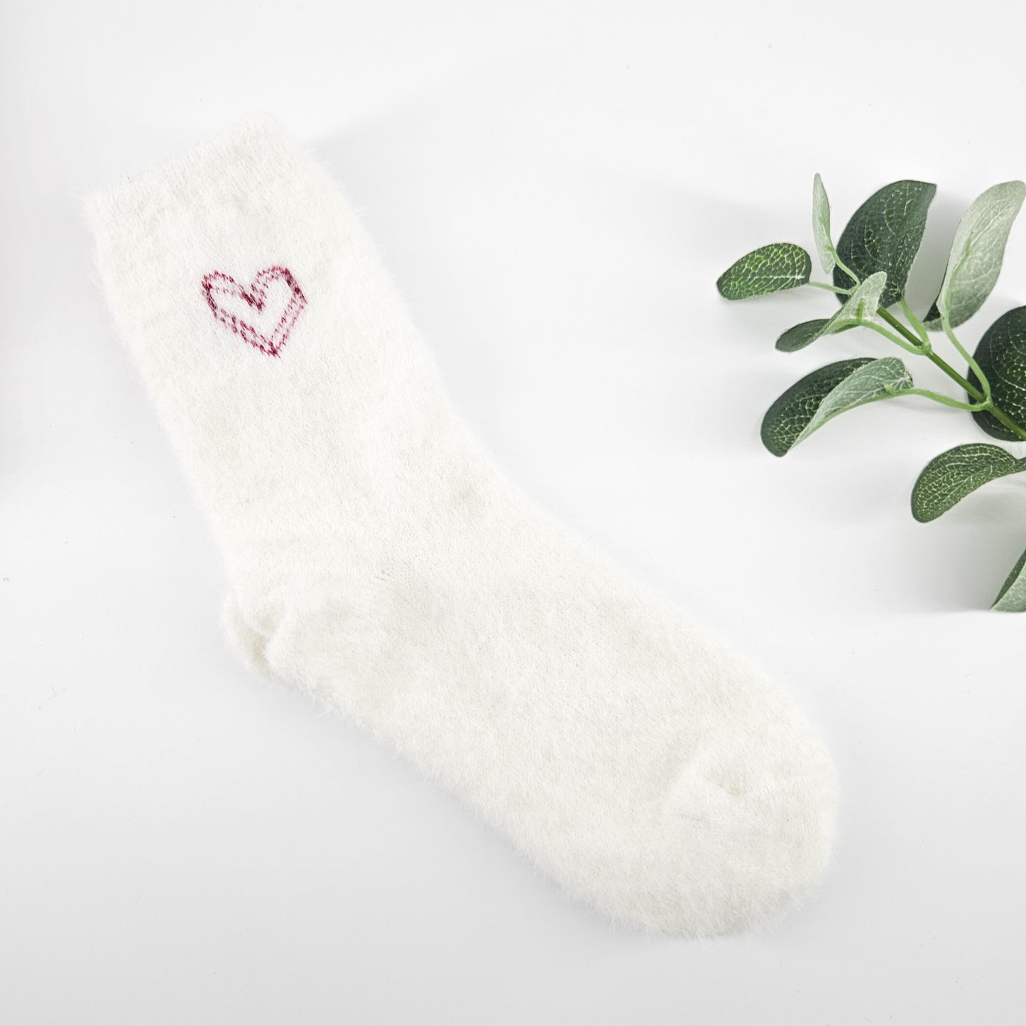 Cream Heart Fluffy Socks | Cosy Gift for Her Next Day Delivery