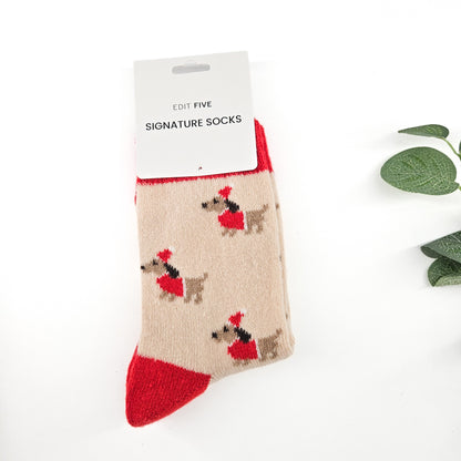 Festive Dachshund Signature Socks | Christmas Gift