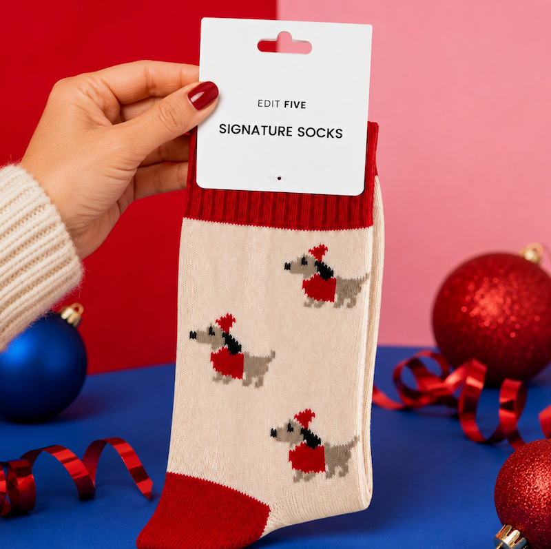 Festive Dachshund Signature Socks | Christmas Gift Uk