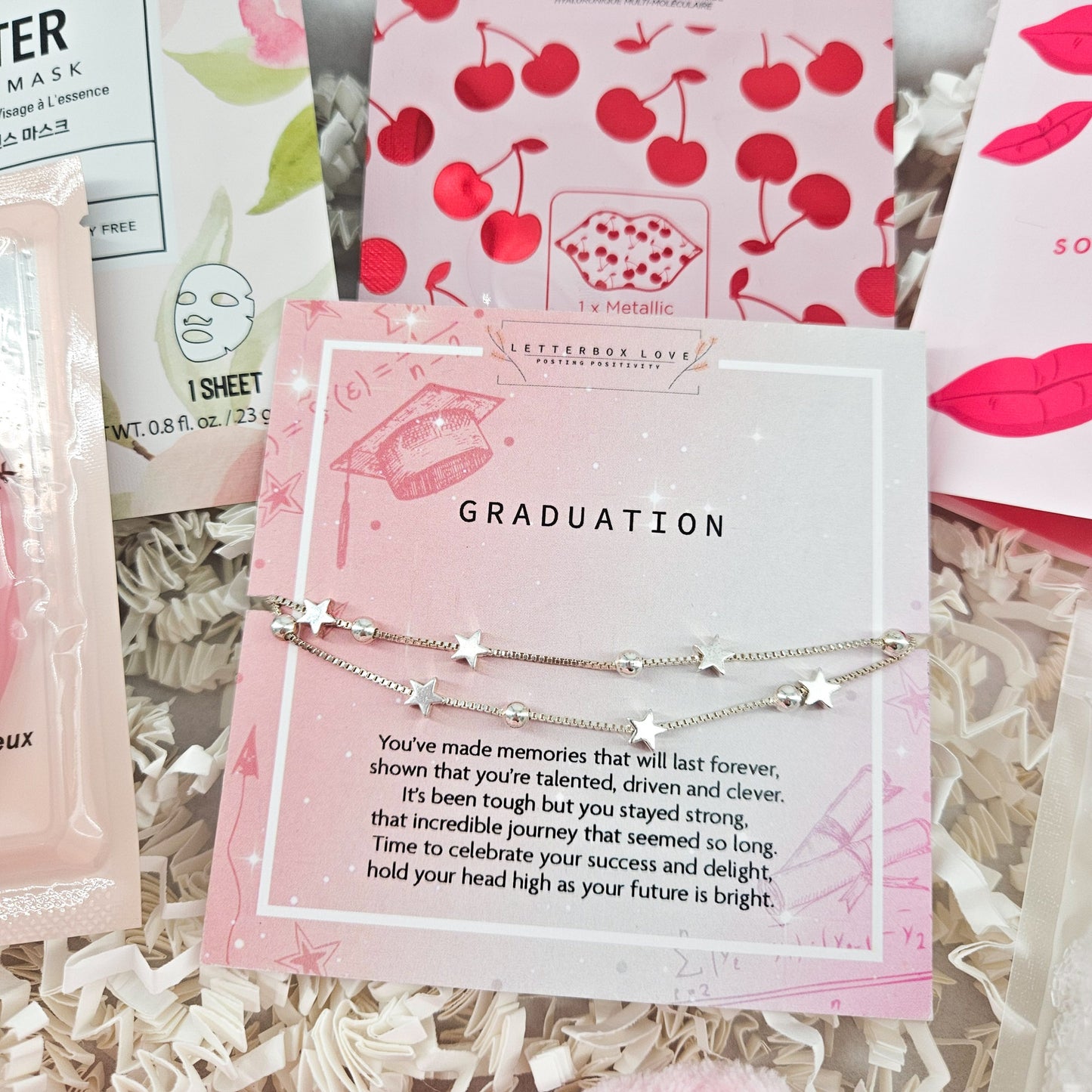 Graduation Gift Box for Her with silver plated bracelet | Pink Graduation Gift UK