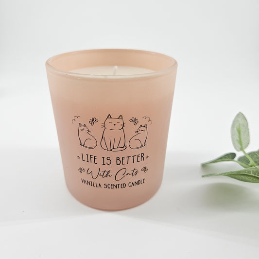 Life Is Better With Cats Candle | Vanilla Scented Cat Lover Gift