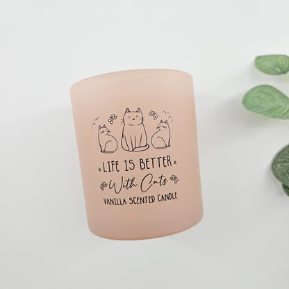 Life Is Better With Cats Candle | Vanilla Scented Cat Lover Gift box