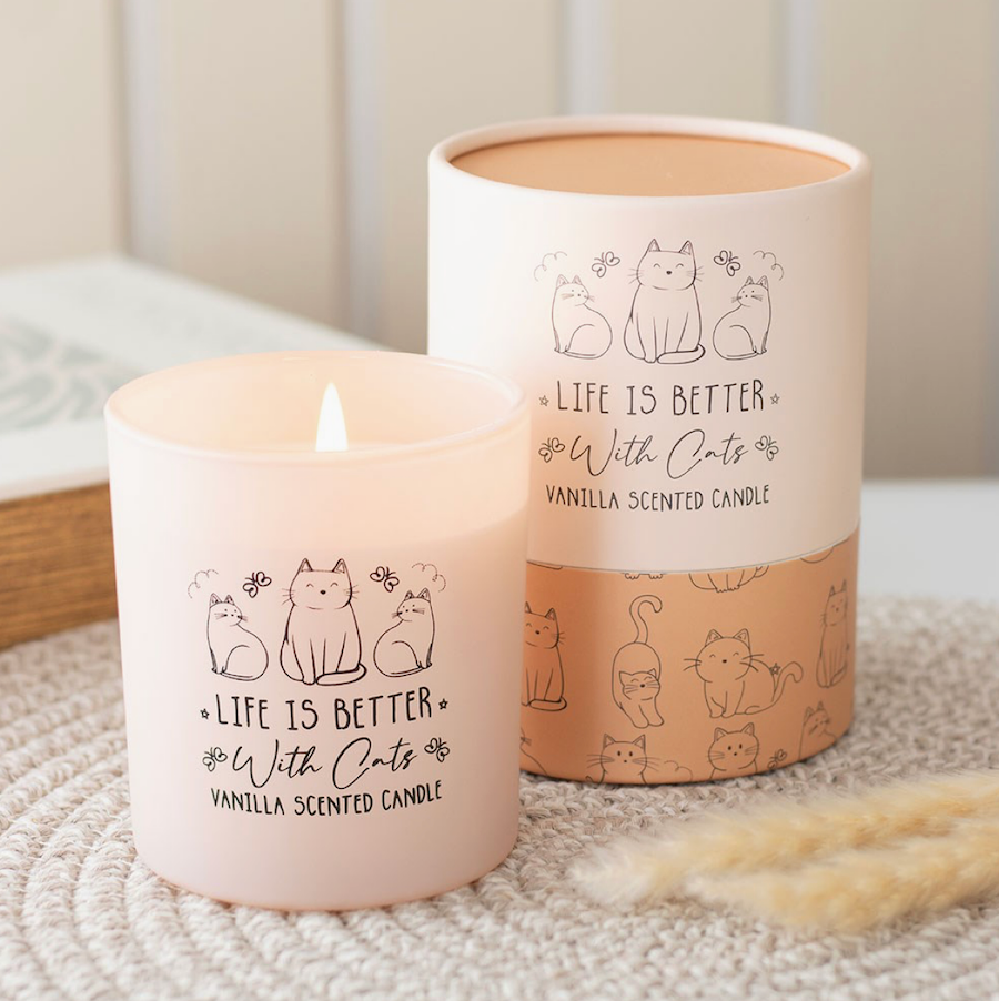 Life Is Better With Cats Candle | Vanilla Scented Cat Lover Gift for her