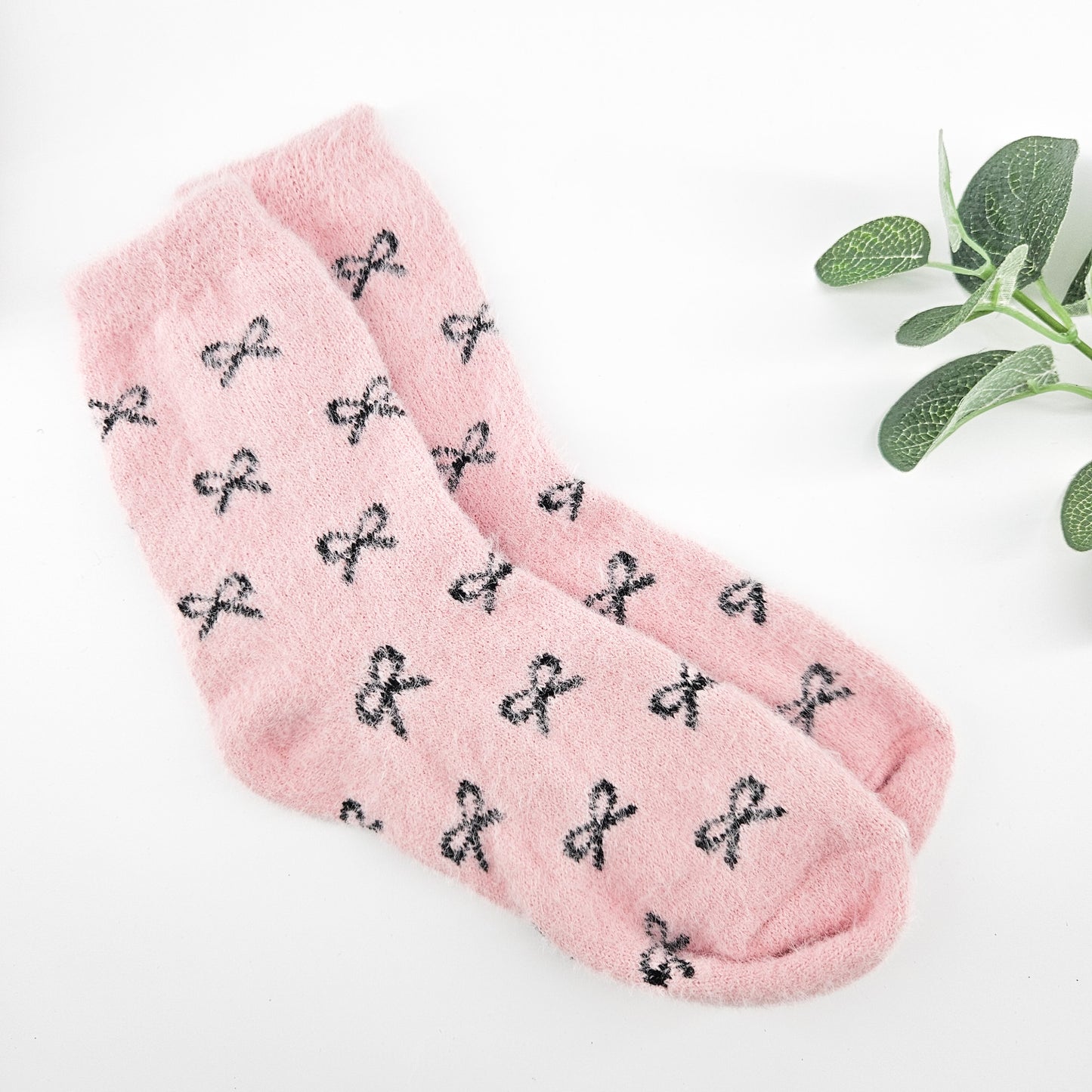 Pink Bow Fluffy Socks | Cozy Gift for Her Next Day Delivery
