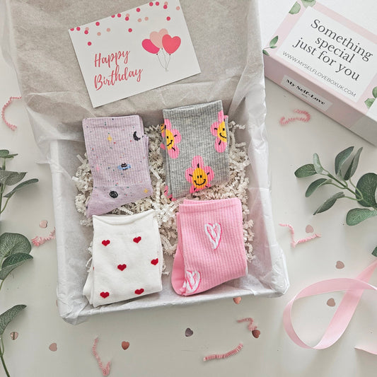 Set of socks pamper gift box present ideas for girls Get well soon gifts for her