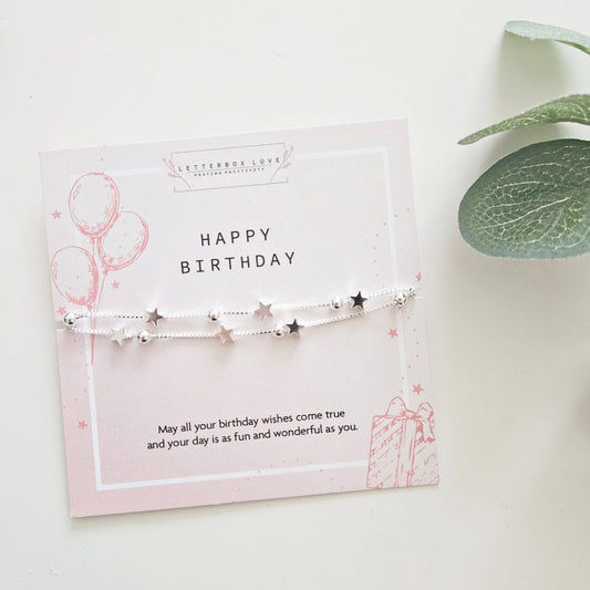 Silver Plated Happy Birthday Bracelet | Personalised Birthday Hampers
