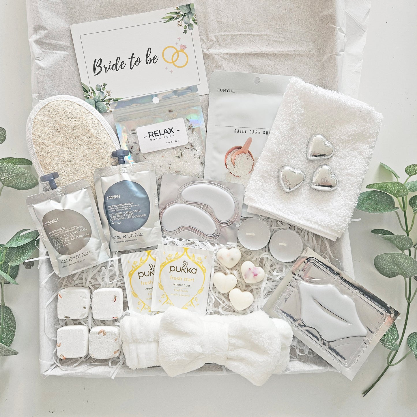 bride to be self care hamper