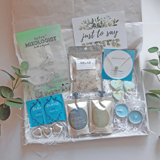 Light blue amazonite pamper box | birthday hamper for her